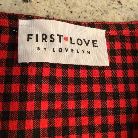 First Love Plaid Check Midi/Maxi Dress Size Small Red & Black - Picture 10 of 10